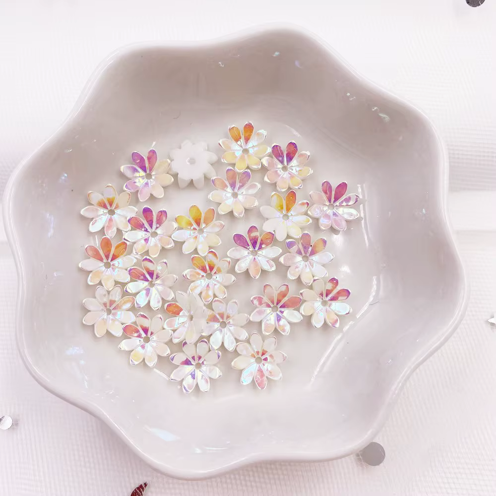Strass brillant pour Nail Art, 40 pièces, 10mm, fleur 3D, 1 trou, boutons, applications, scrapbookin