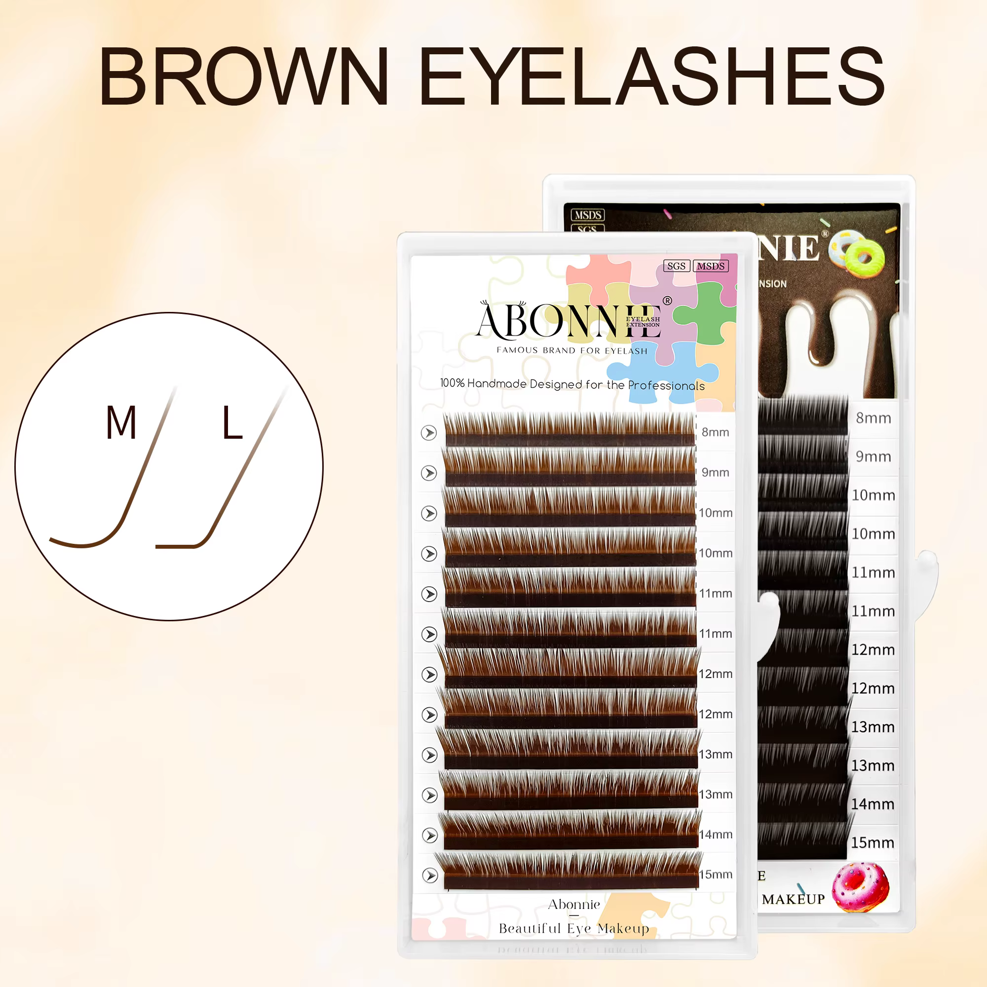 Abonnie L M Curl Brown Cils individuels classiques Volume russe Cils