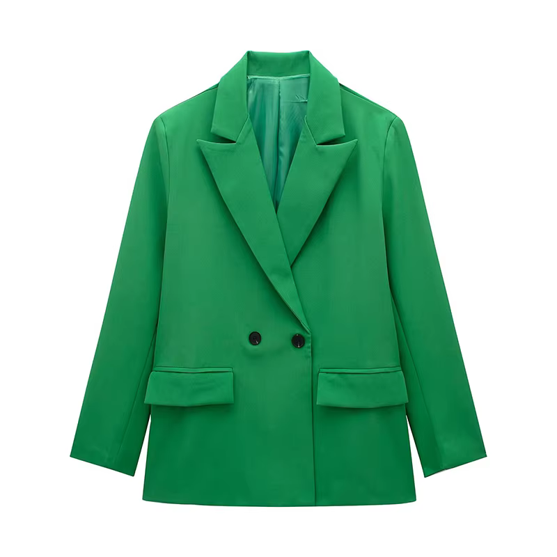 Willshela femmes mode avec poches solide Double boutonnage Blazer Vintage manches longues col cranté
