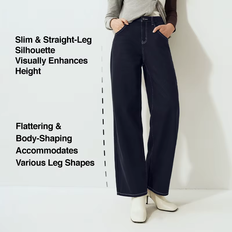 Semir jean femme jambe large doublé polaire confortable taille haute hiver 2025 nouveau pantalon lon