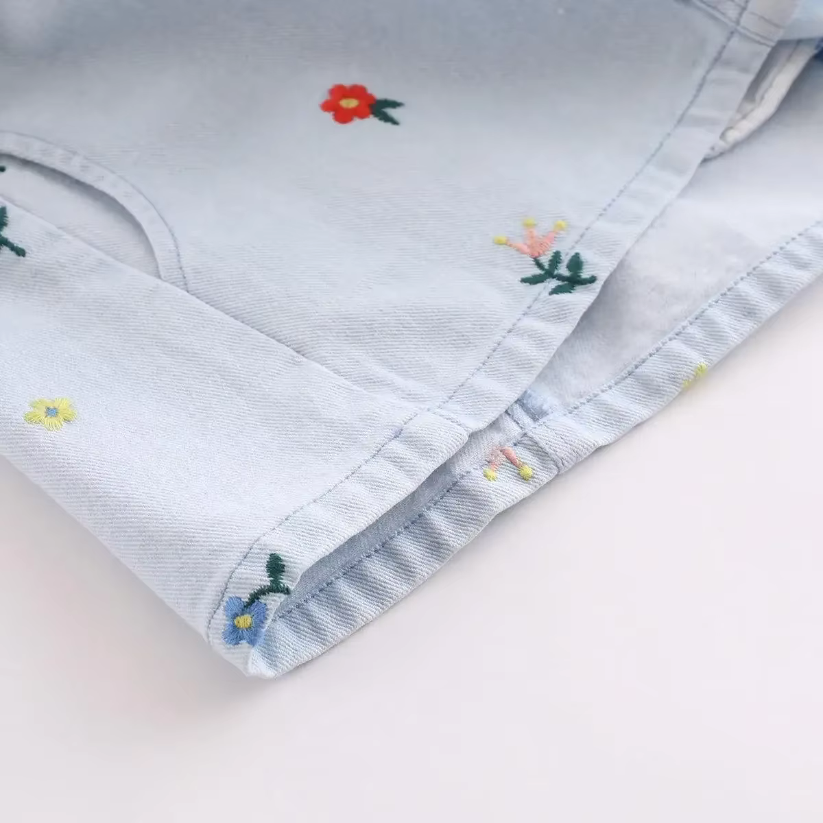MARC & JANIE Robe d'été à bretelles en jean brodée florale pour filles, printemps 220689