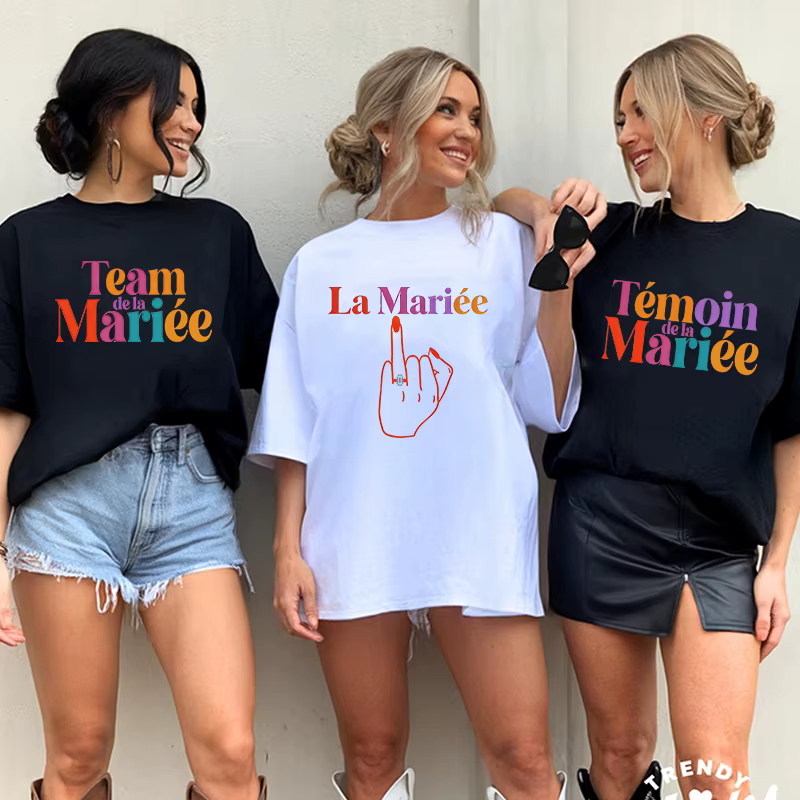 Hauts d'adieu simples pour filles françaises : t-shirts de mariée Future Bride Team, t-shirts imprim