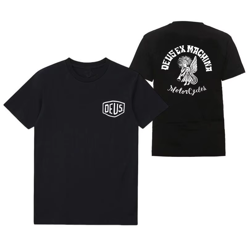 DEUS EX MACHHR-Maillot de football à manches courtes pour homme, haut noir décontracté, t-shirts res