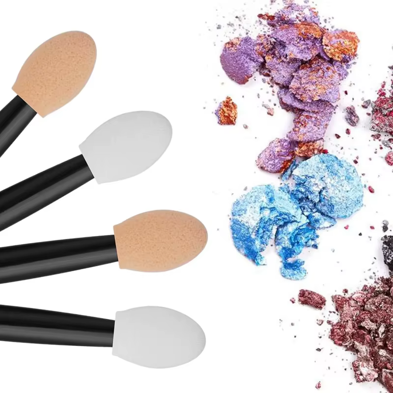 Cuttte 50/100 pièces applicateurs jetables d'éponge d'ombre à paupières double face avec récipient, 
