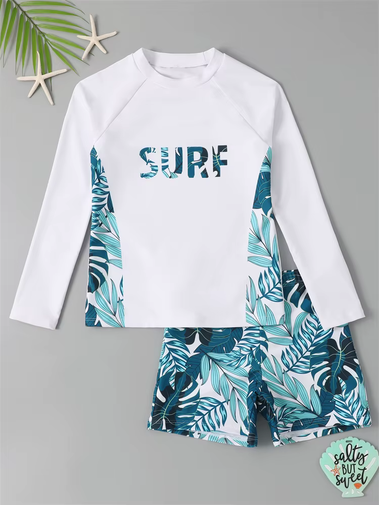 Garçon maillot de bain 2026 nouveau solide et imprimé à manches longues maillots de bain pour enfant