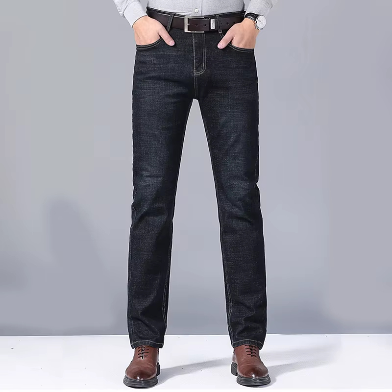 Hommes doux droit Denim pantalon 2025 automne classique affaires noir Biker jean salopette Masculino