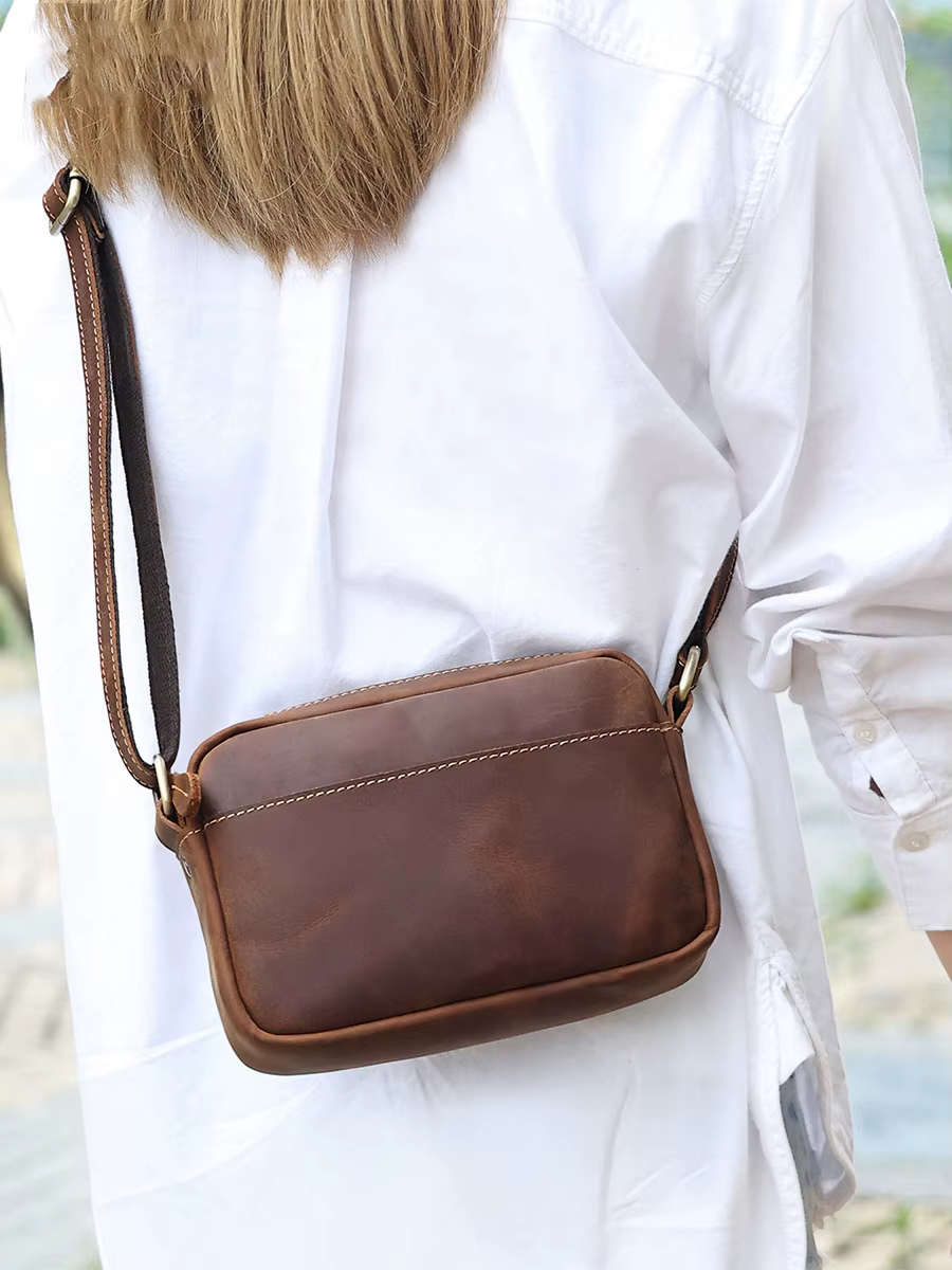 Crazy Horse – sac messager en cuir pour hommes et femmes, sac à bandoulière pour téléphone portable