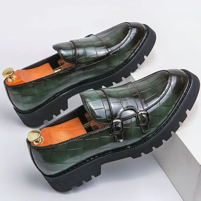 Mocassins à plateforme pour hommes, chaussures classiques décontractées en cuir, robe de mariage, ch