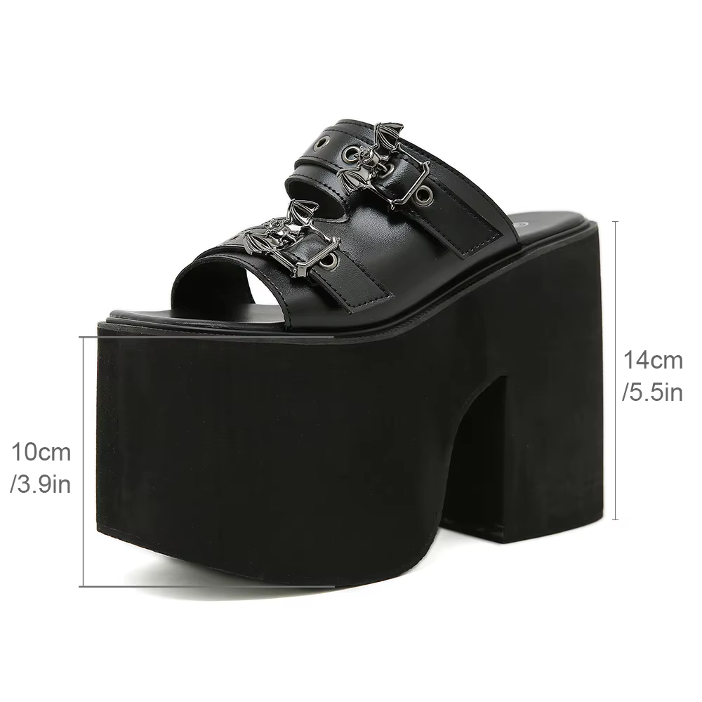 Gdgydh-Sandales à plateforme Goth Bat pour femmes, chaussures d'été ouvertes Parker, à enfiler, à ta