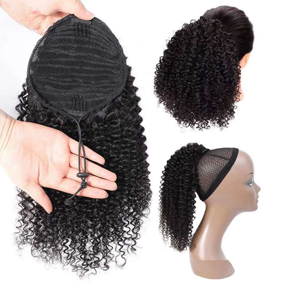 Queue de cheval afro bouclée à cordon de serrage de 24-26 pouces, 100 grammes, extensions de cheveux