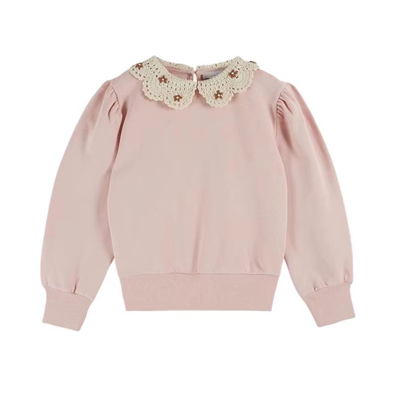 Pull pour enfants, série EM, Style campagnard, chemise à fleurs brodée, pantalon long, salopette, en