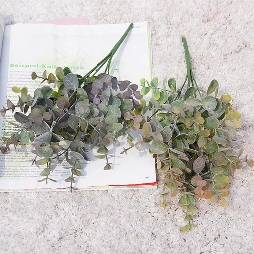 Plantes artificielles en plastique, feuilles, branche d'eucalyptus vert, bricolage, jardin, maison, 