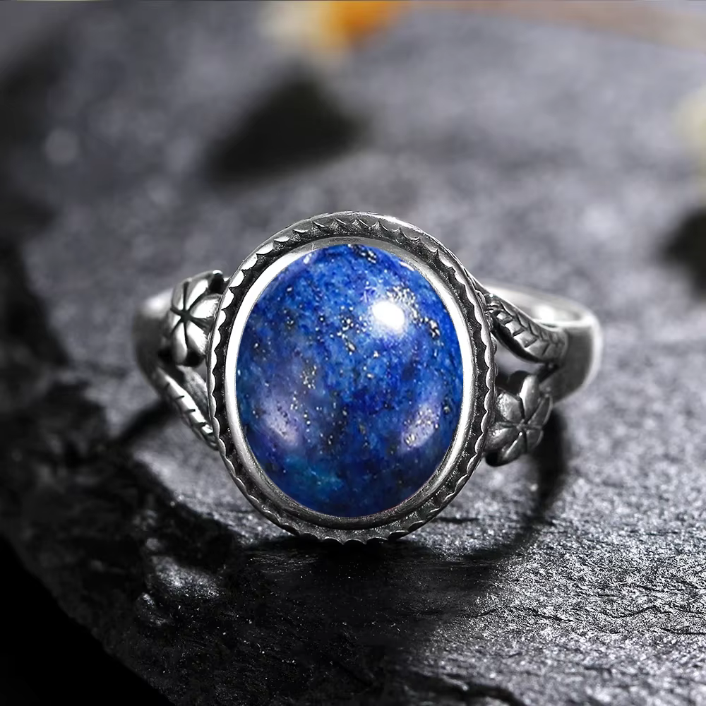 Vinatge bague en argent Bijoux féminins pierre de lune naturelle oeil de tigre anneaux personnalisés