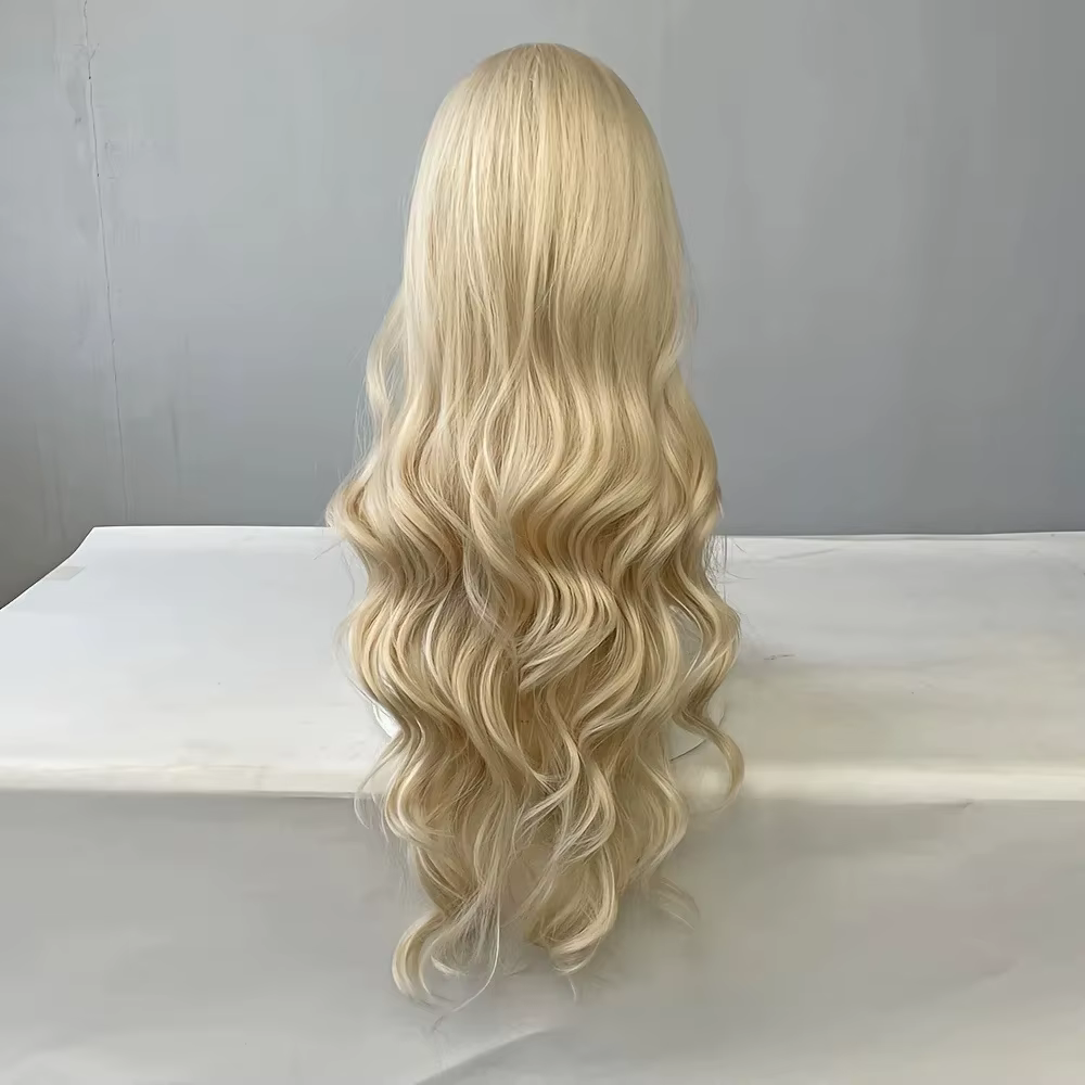 Perruque synthétique bouclée dorée pour cheveux longs bouclés pour fête, cosplay d'Halloween, usage