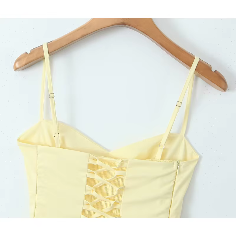 YENKYE-Mini robe en arête de poisson pour femme, taille en arête de poisson, fronde saillante, dos à