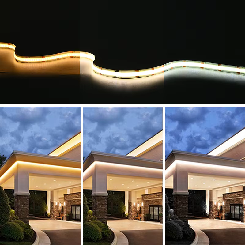 Bande lumineuse LED COB CCT à intensité variable, 2700K à 6500K, variable, haute densité, 608 LED/m,