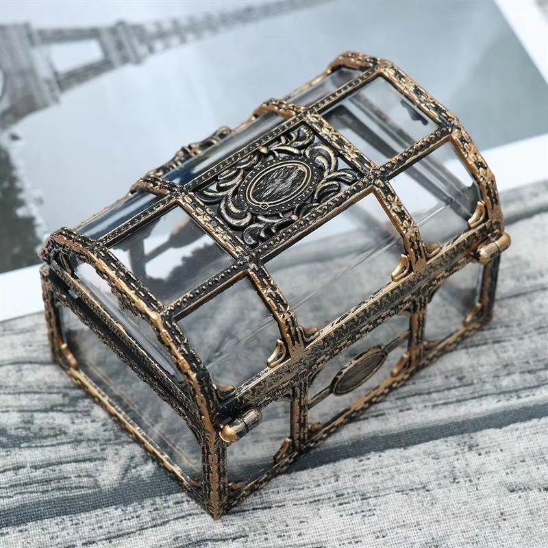 Boîte au trésor Pirate transparente en plastique, boîte à bijoux en cristal, organisateur de rangeme