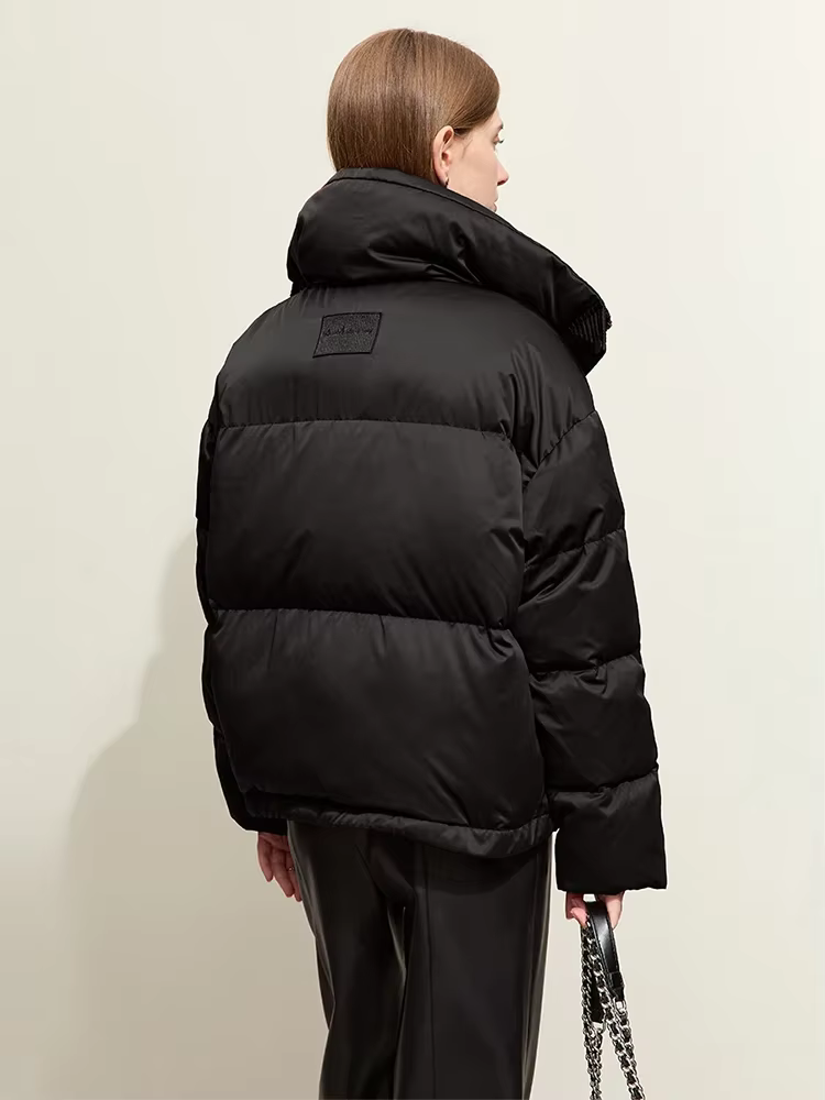 AMII-Doudoune courte en duvet de canard pour femme, manteau à manches tombantes, revers, bouffante, 