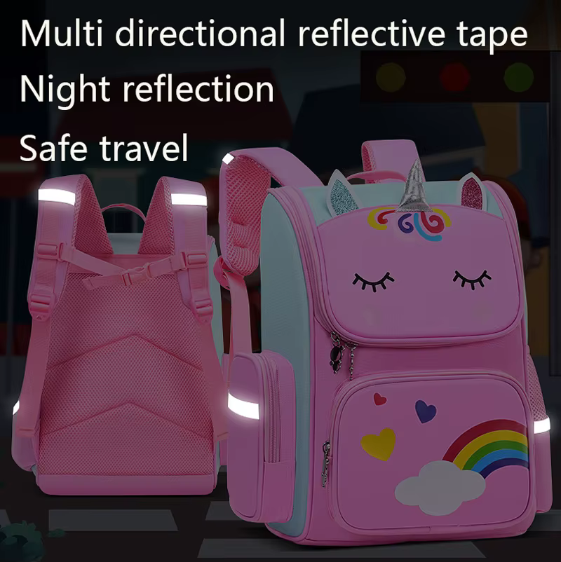 Sac à dos enfant pour fille licorne enfants Bookbag yeux arc-en-ciel sac d'école adolescente sac à d