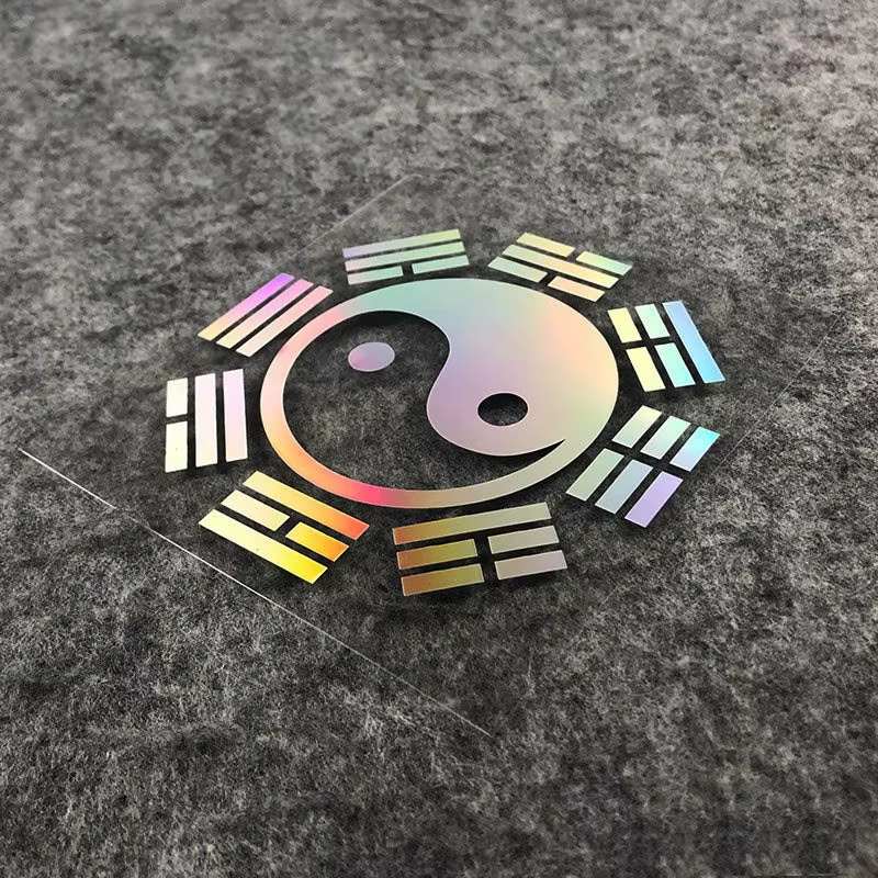 Autocollant holographique Yin Yang Bagua 2D, autocollant en vinyle imperméable pour casques de moto,
