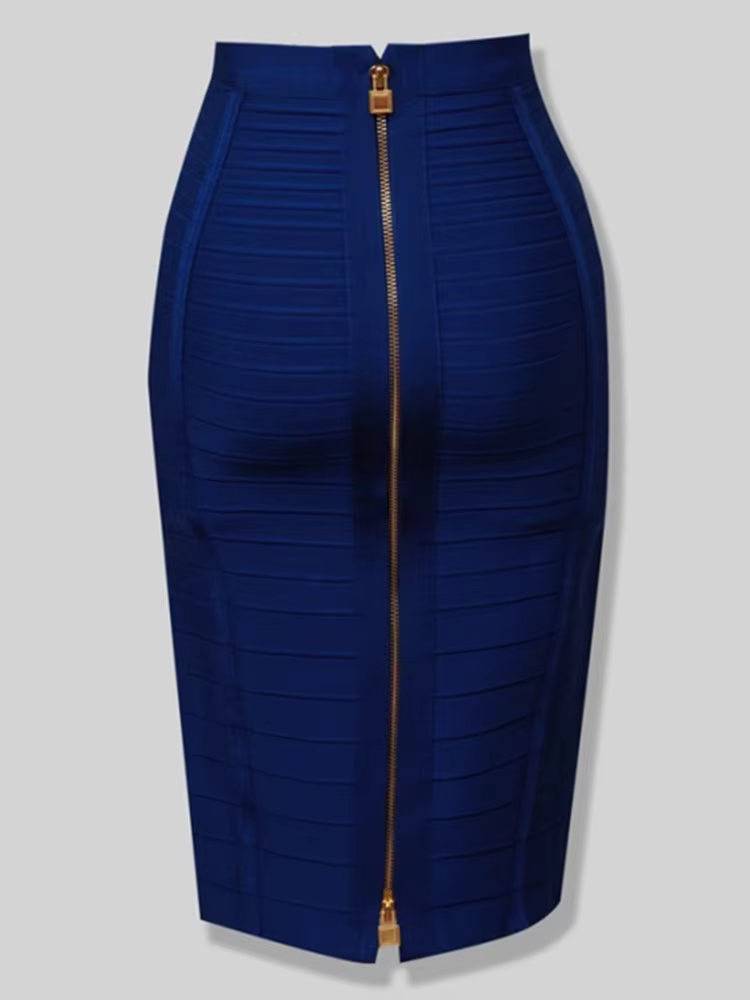 16 couleurs Sexy solide fermeture éclair Orange bleu noir rouge jupe de pansement femmes élastique m