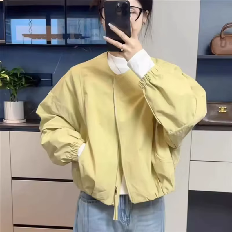 Veste Courte Décontractée Femme Col Rond Couleur Unie Style Coréen Nouvelle Collection Printemps 202