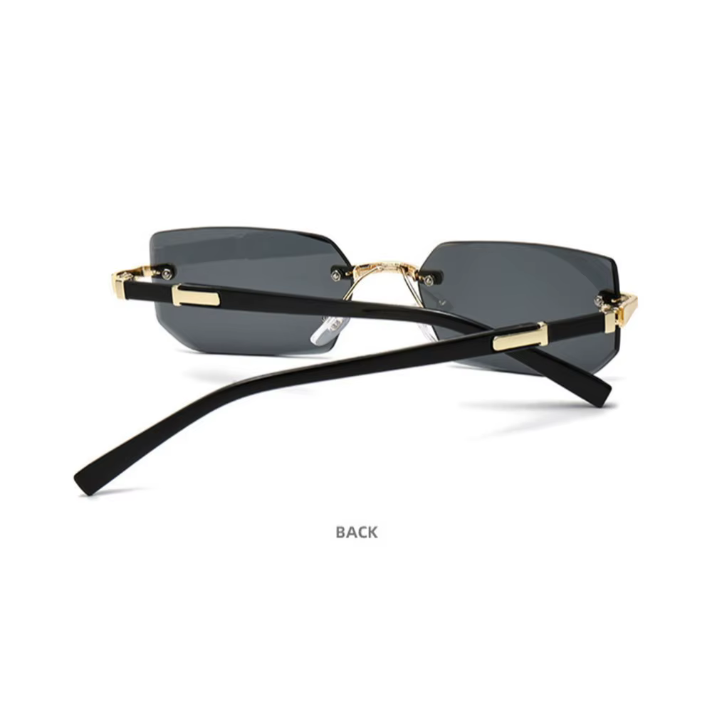 Lunettes de soleil rectangulaires sans monture avec bord coupé, lunettes sans cadre, lunettes de sol