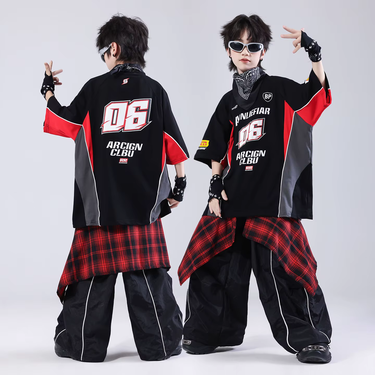 Ensemble de vêtements pour enfants, t-shirt et short, style hip-hop, jazz, danse, pour garçon et fil