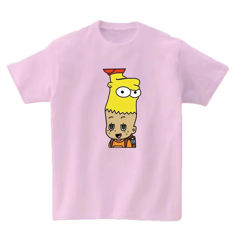 T-shirt d'été simple à manches courtes col rond, hauts confortables micro-extensibles pour l'école –