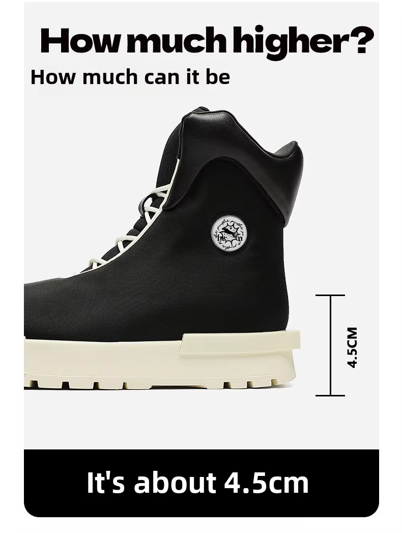 Chaussures en toile à grosse tête pour hommes et femmes, semelle optique rehaussante, haut, couple p