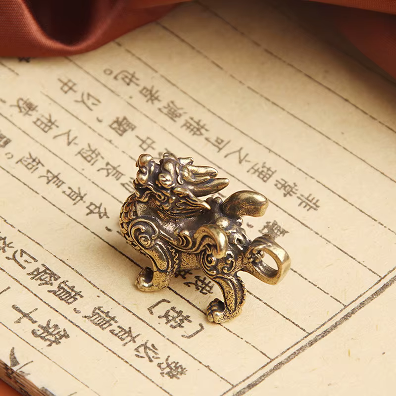 Kirin Feng Shui-Ornement en Cuivre Pur, Pendentif Orn Nairobi, Statue, Figurine Kylin, Richesse Illi