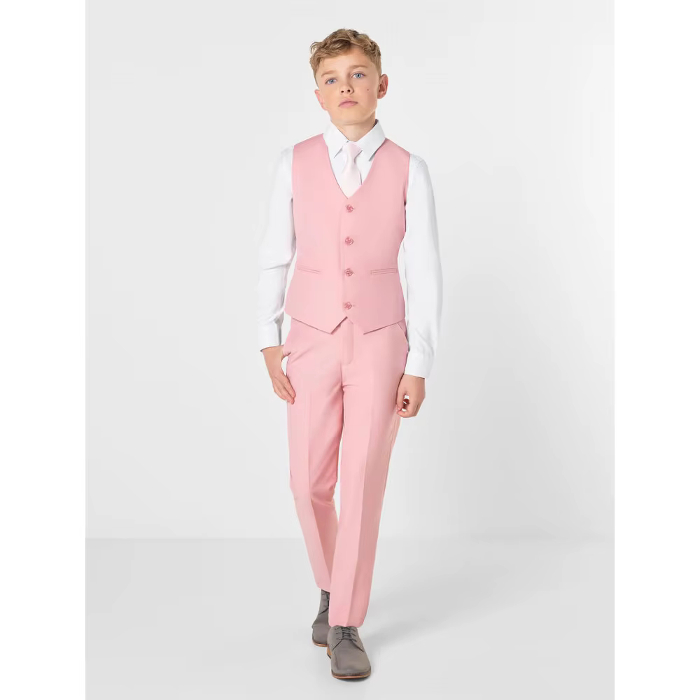 Ensembles roses pour enfants, 3 pièces, élégant, revers cranté, simple boutonnage, costume formel dé