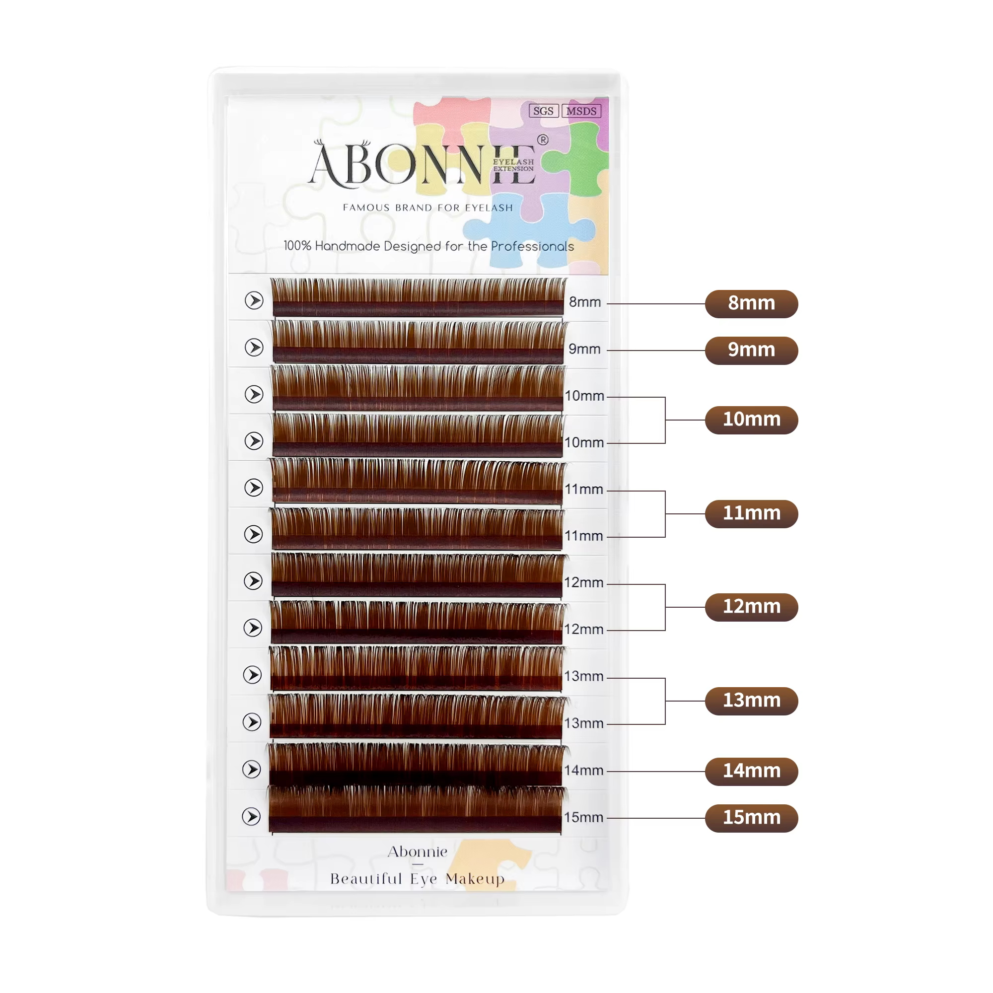 Abonnie L M Curl Brown Cils individuels classiques Volume russe Cils