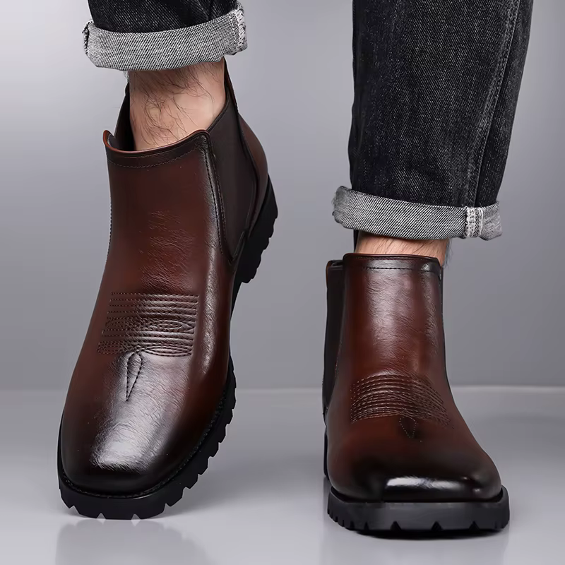 Bottes en cuir pour hommes, style britannique, confortables, décontractées, à semelle épaisse, antid