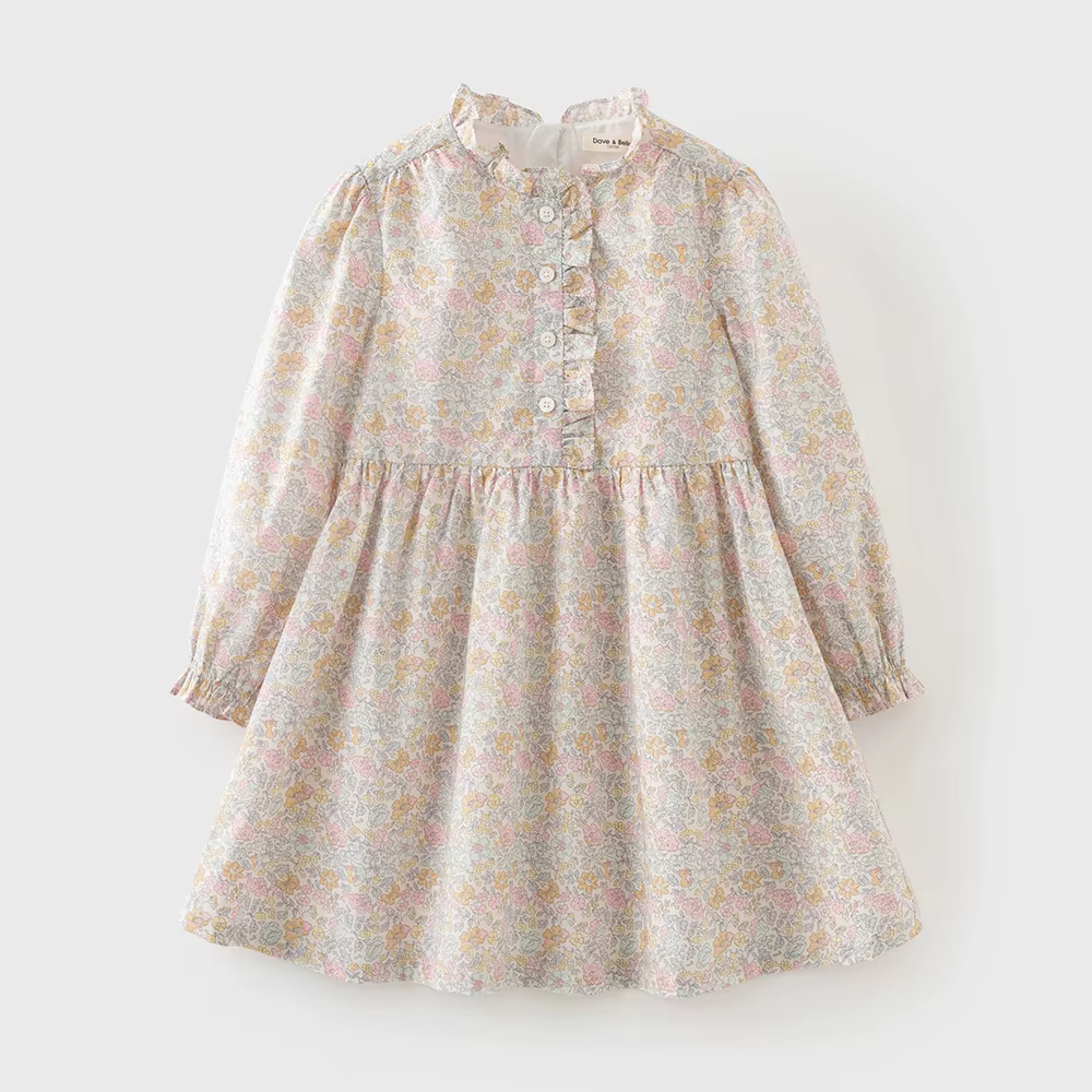 Robe de princesse à manches longues pour filles Dave Bella, 6-13 ans, robe florale de printemps pour