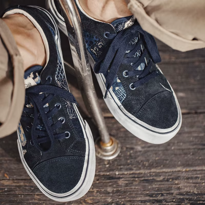 Maden-Chaussures basses en toile imprimée rétro japonaise pour hommes et femmes, marque de créateur,