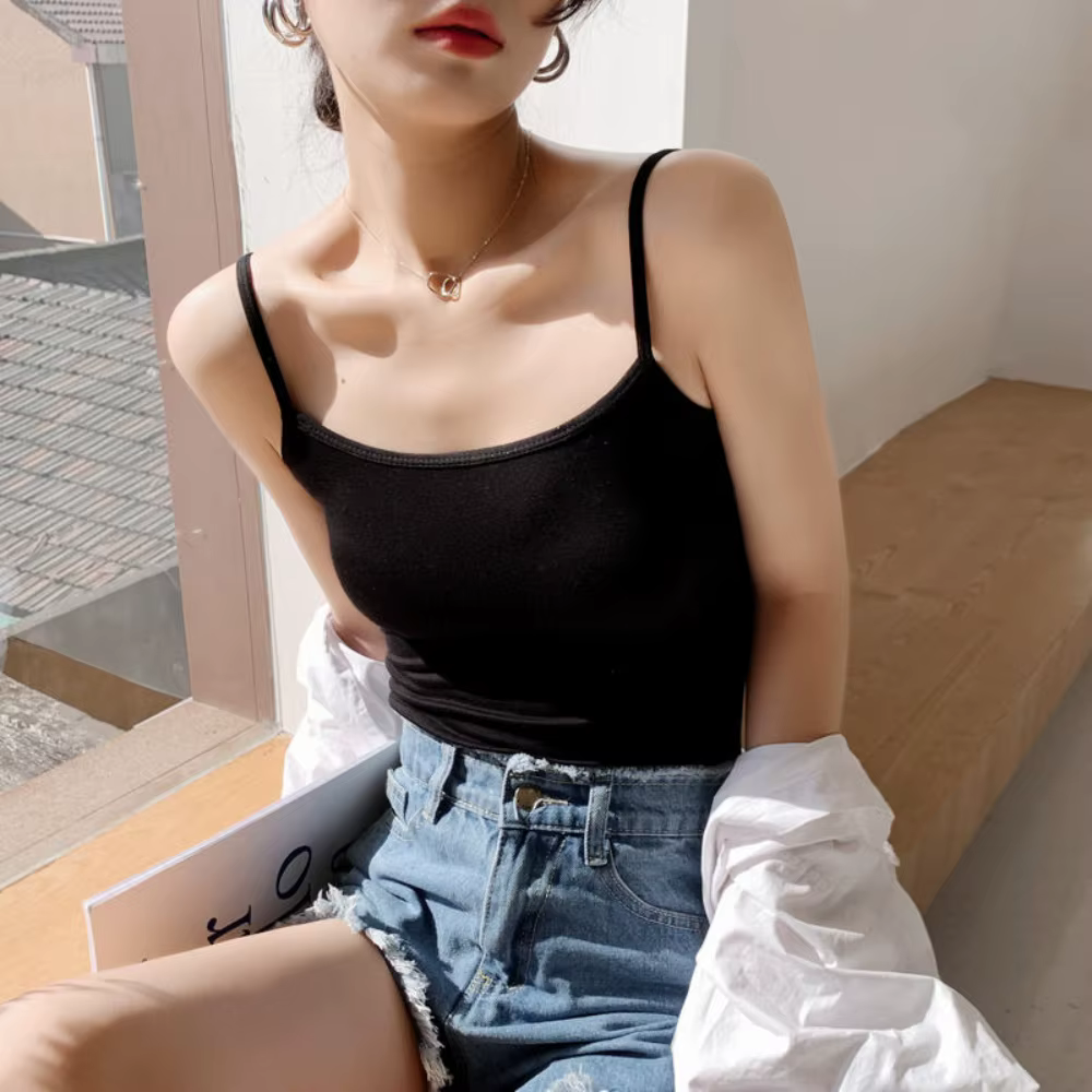 Été Sexy blanc noir débardeur femmes sans manches T-Shirt bas réservoirs sous-vêtements Simple solid