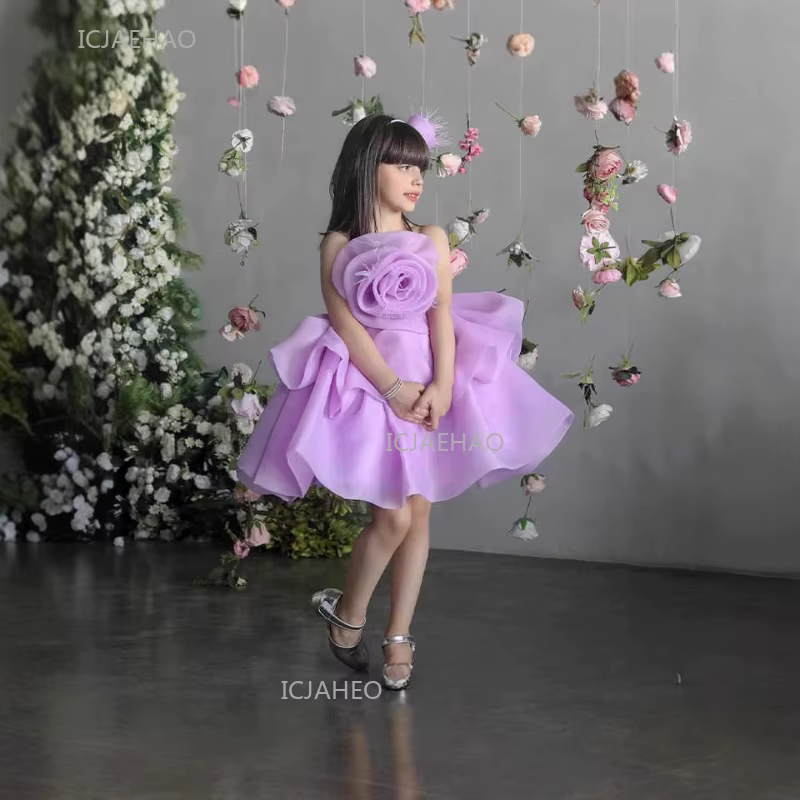 Robe de Soirée Lavande pour Enfants, Robe de Cérémonie pour Filles, Robe de Princesse pour Mariage,