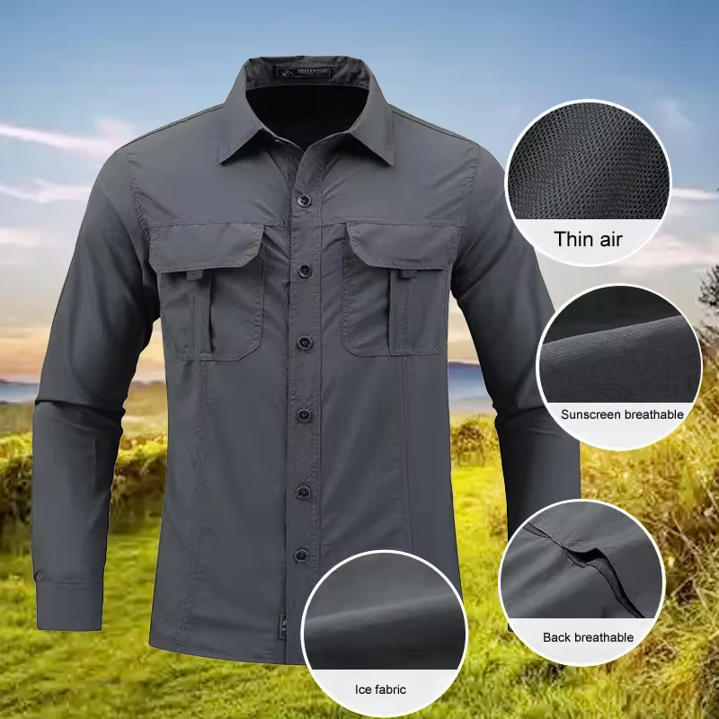 Chemise légère et respirante, chemise tactique multifonctionnelle, chemise de travail d'extérieur à 