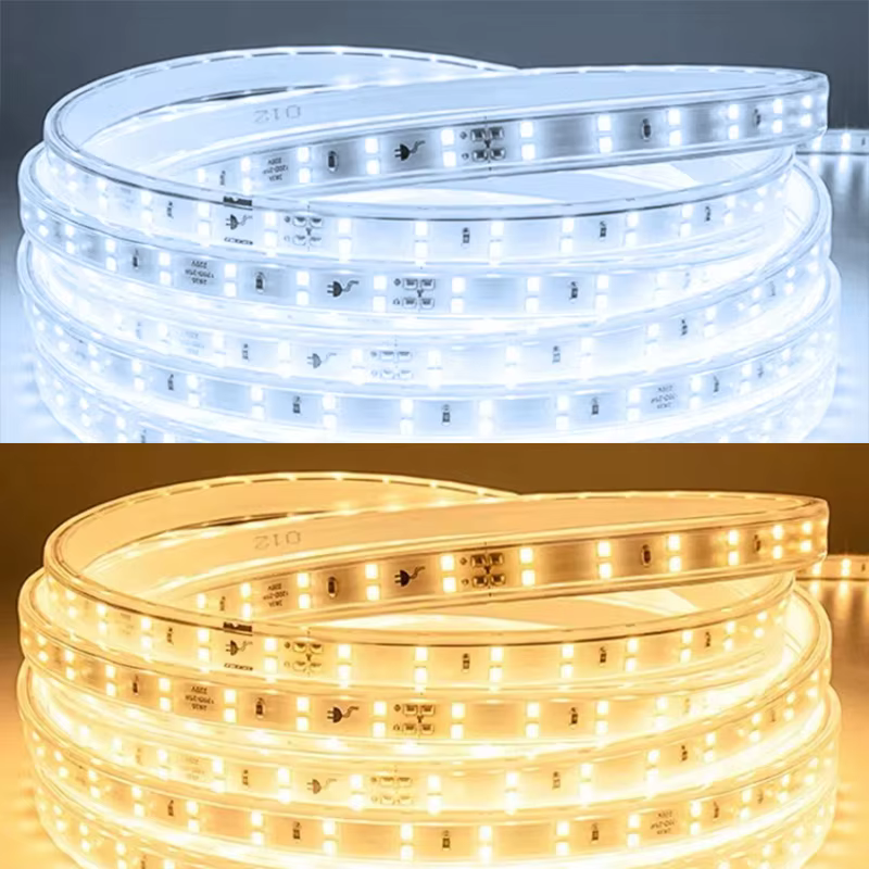 Bande lumineuse Led 220V, 1-30m, avec prise ue 2835, Flexible, étanche, pour la maison, la cuisine, 