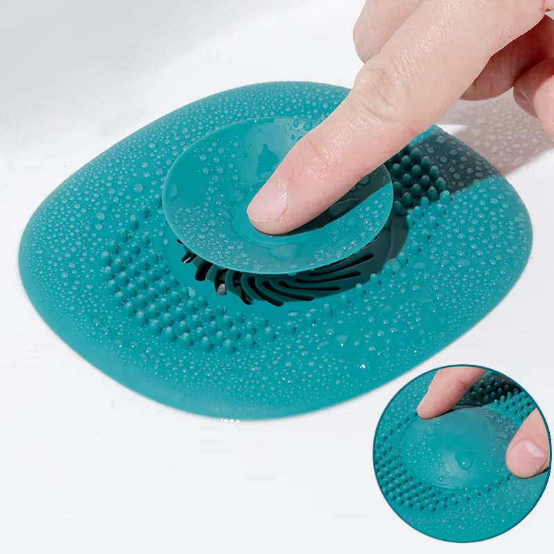 Bouchon attrape-cheveux pour salle de bain, 2 pièces, couvercle de vidange de sol de douche, filtre 