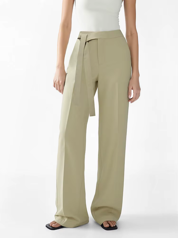 Pantalon Amii pour femme, nouvelle collection été 2026, taille nouée, coupe ample, jambe large, styl