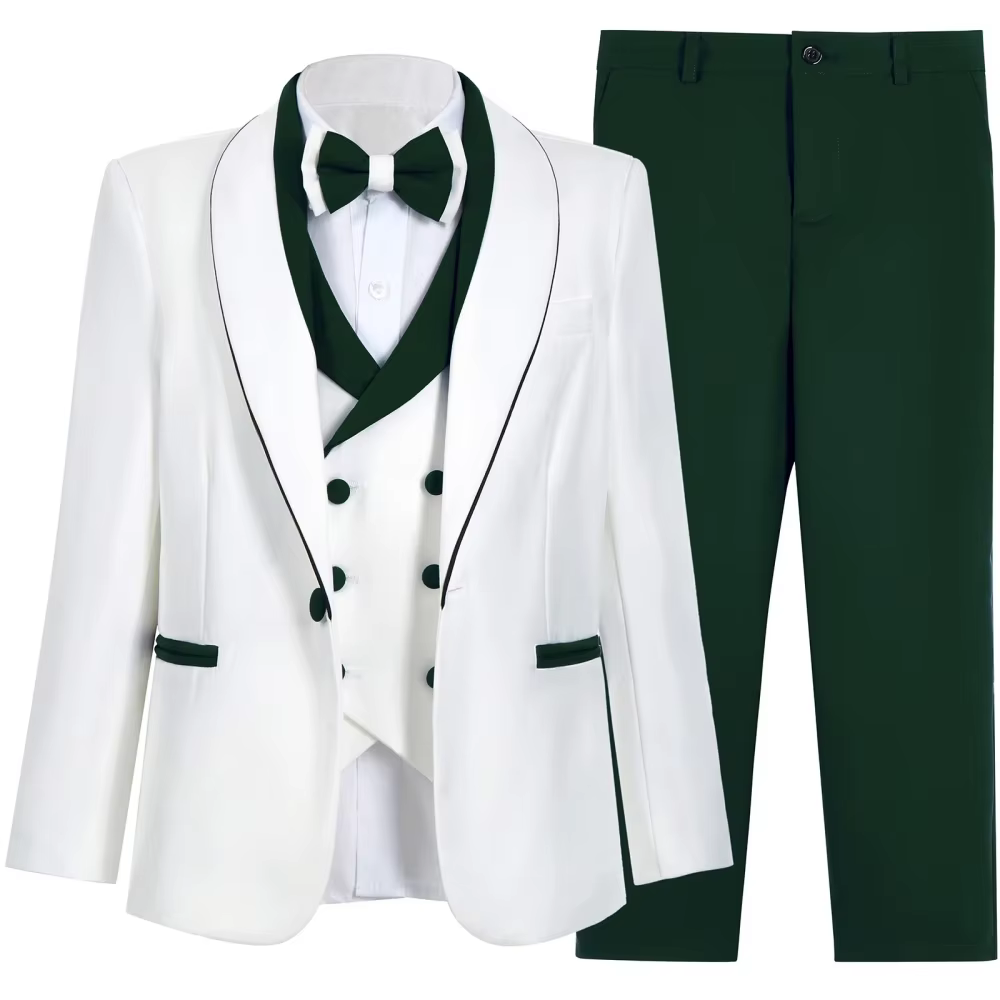 Livraison Rapide – Nouveaux Costumes Verts pour Enfants, 4 Pièces, Tenue de Fête/Banquet, Ensemble C