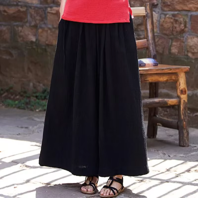 Pantalon large en coton tendance printemps 2026, grande taille, décontracté, en coton et lin, pour f