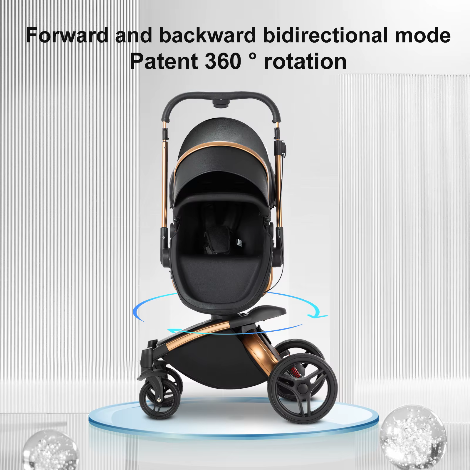 360 °   Poussette bébé 3 en 1 siège auto poussette Combo système de voyage poussettes haute paysage 