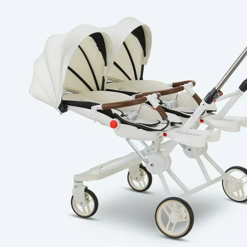 Poussettes jumelles pour deux enfants, deux poussettes pliantes légères, poussette multifonctionnell
