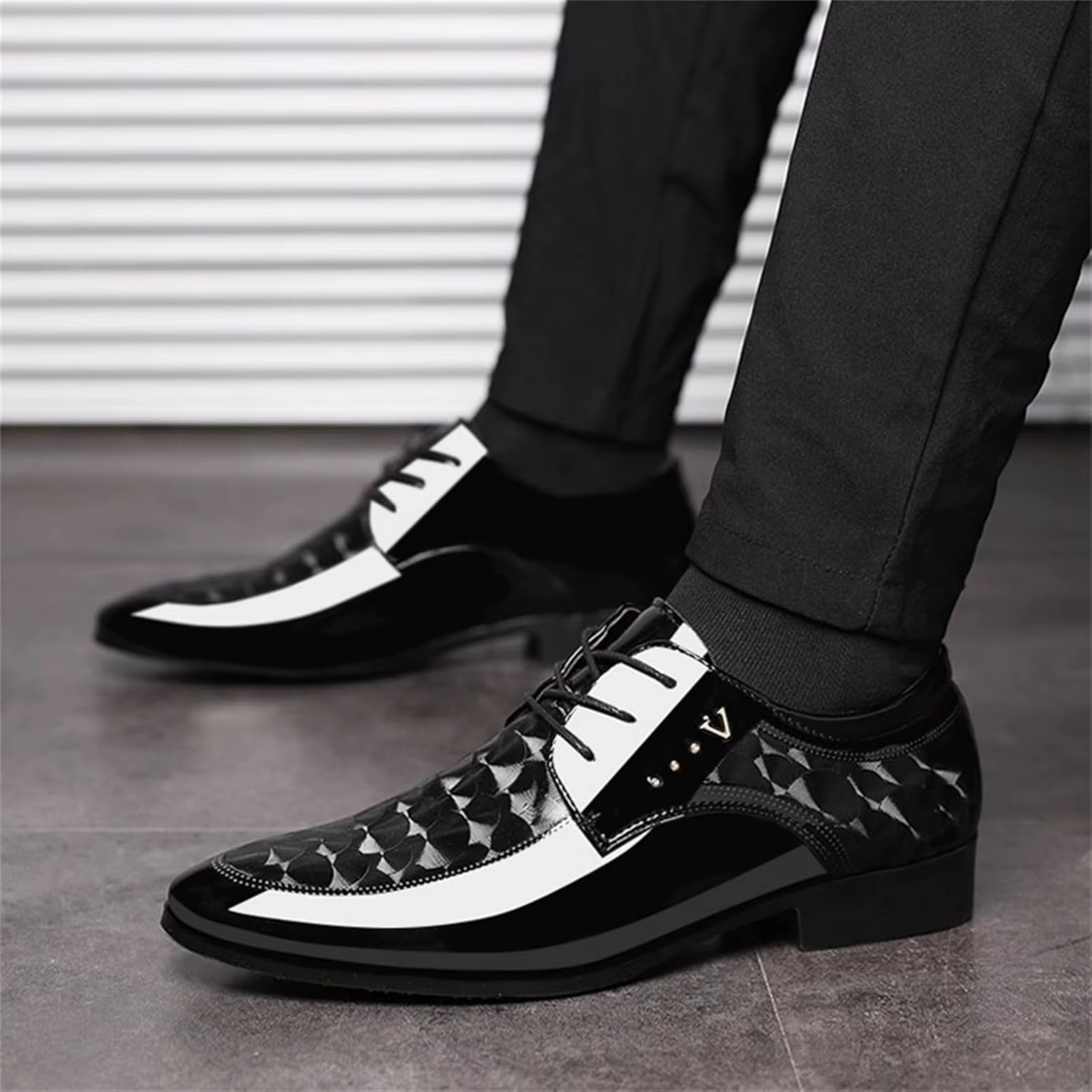 Chaussures Oxford modernes à lacets pour hommes, motif moiré, chaussures provoqué d'affaires formell