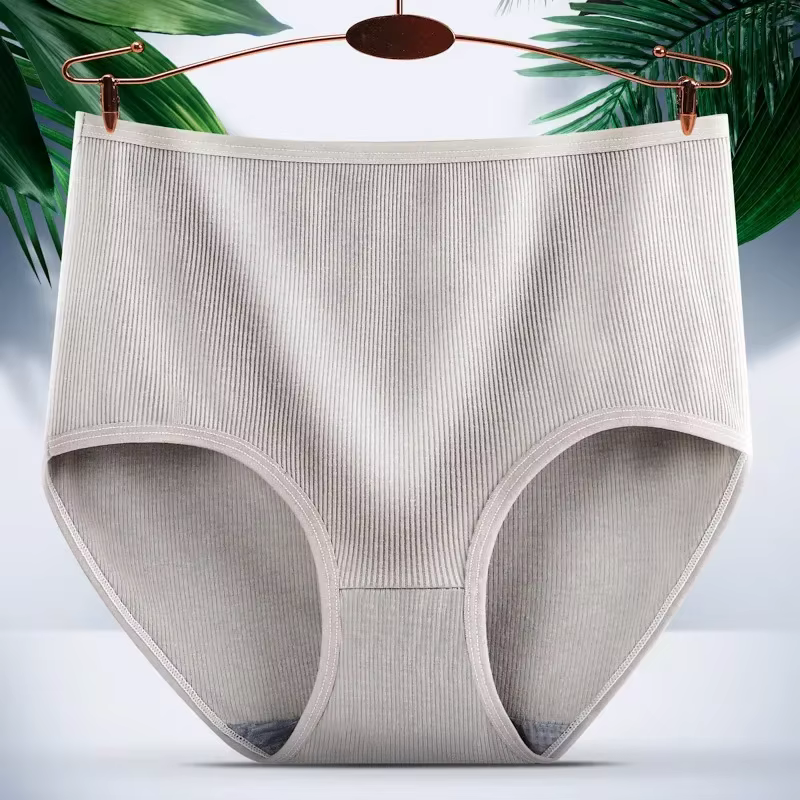 Culotte en coton taille haute pour femme, slip de levage des hanches, sous-vêtements de couleur unie