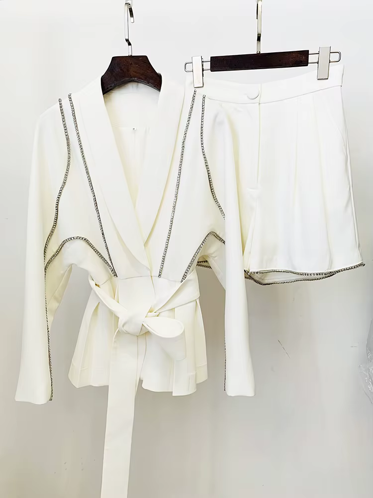 HIGH STREET Nouveauté 2026 Ensemble de costume de créateur pour femme, style défilé, avec blazer à m