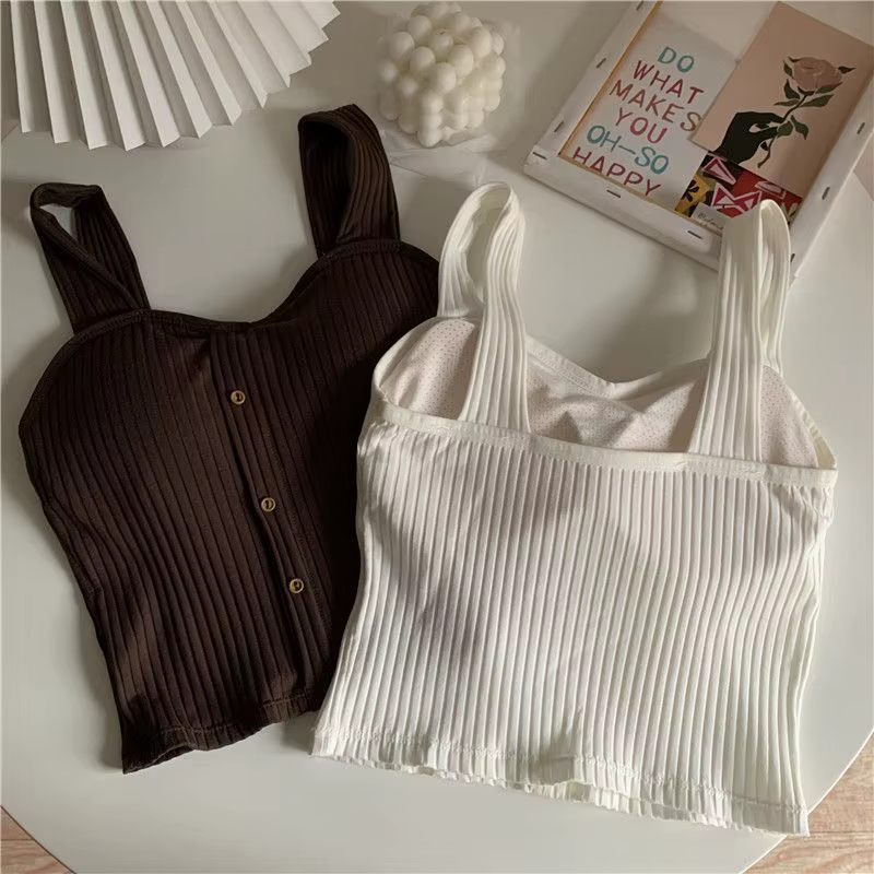 Hauts courts Y2K pour femmes, avec coussinets de soutien-gorge, Corset d'été, bretelles coréennes, g